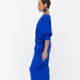 Riviera Draped Maxi Dress - Blue Side View