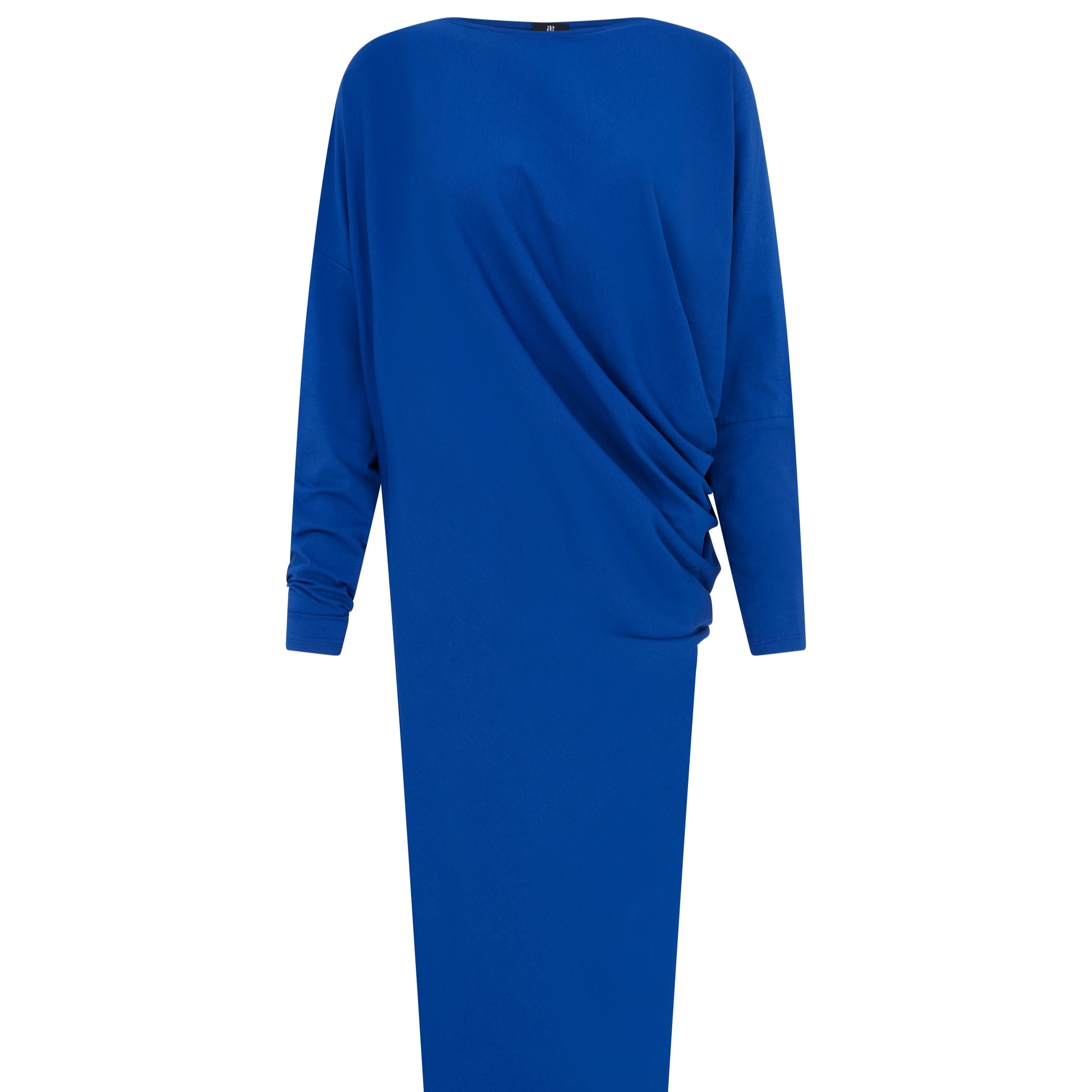 Model wearing Riviera Draped Maxi Dress - Blue