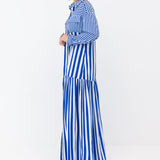 Crawford Dress Blue and White Stripes Detail