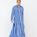 Model Wearing Crawford Studded Maxi Shirt Dress
