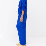 Riviera Draped Maxi Dress - Blue Side View