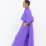 Randi Tail Shirt & Wide Leg Pant Set in Purple Cotton Poplin - Side View
