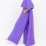 Randi Tail Shirt & Wide Leg Pant Set in Purple Cotton Poplin - Side View