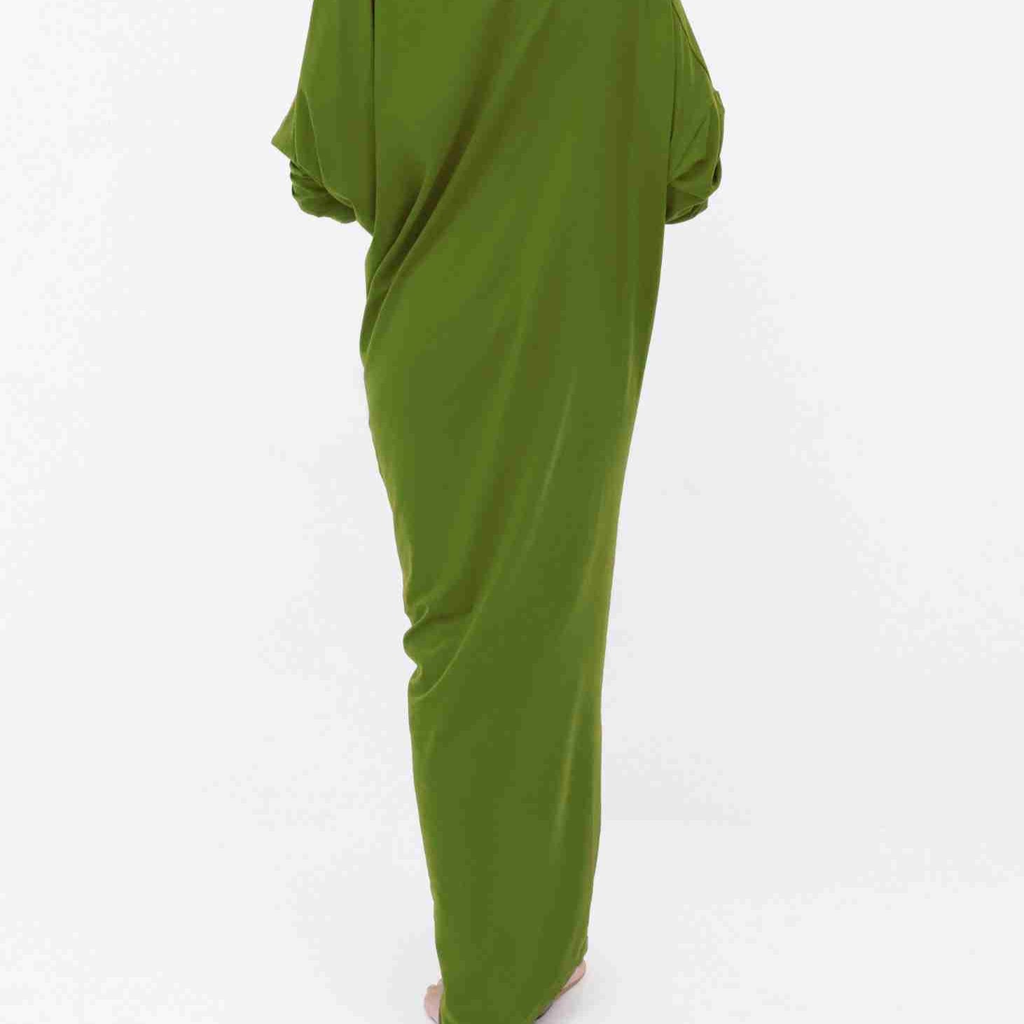 Model wearing Riviera Draped Maxi Dress - Olive Green