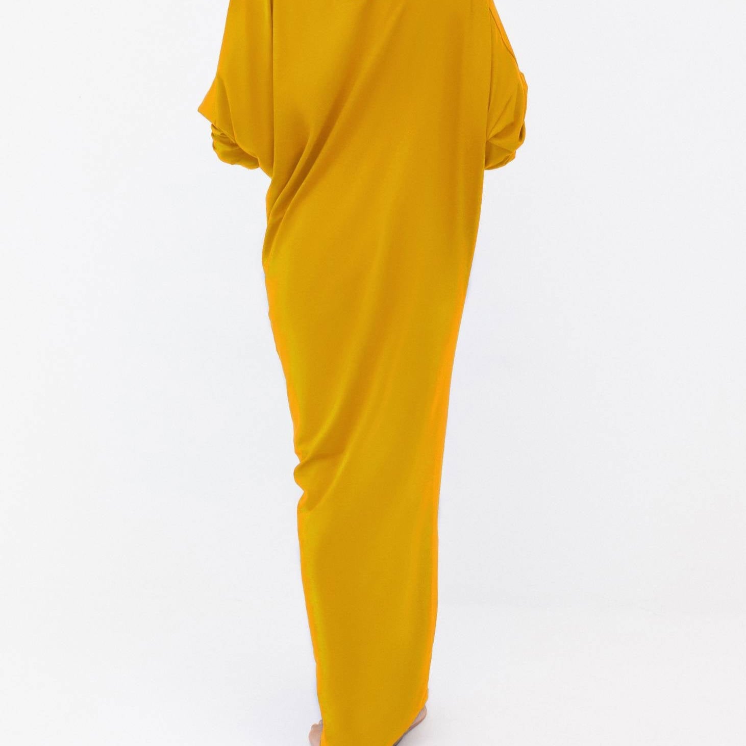Model wearing Riviera Draped Maxi Dress - Yellow