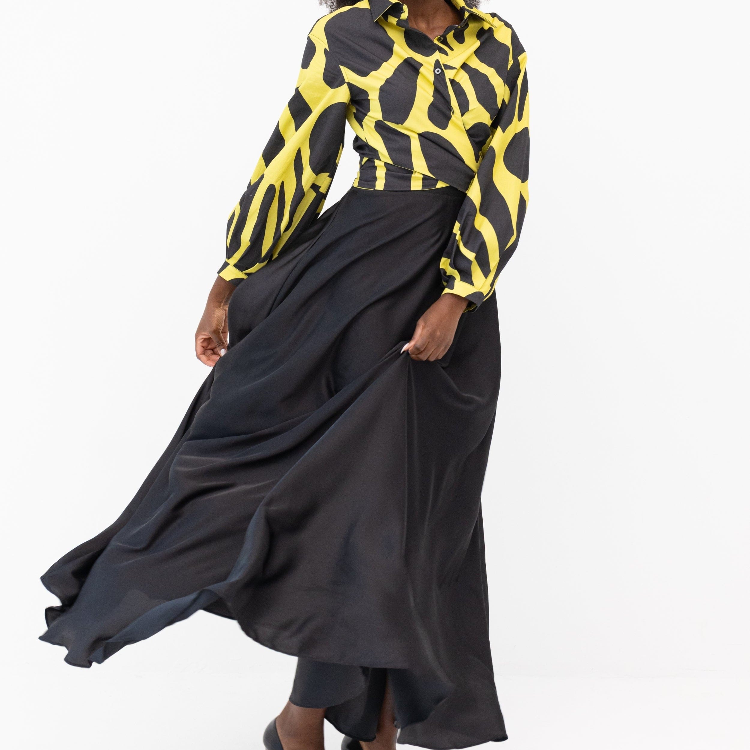 Maxi Skirt in Black - Faith Fluid Flared Maxi Skirt - M/L Size Maxi Skirt in Black - Faith Fluid Flared Maxi Skirt - M/L Size