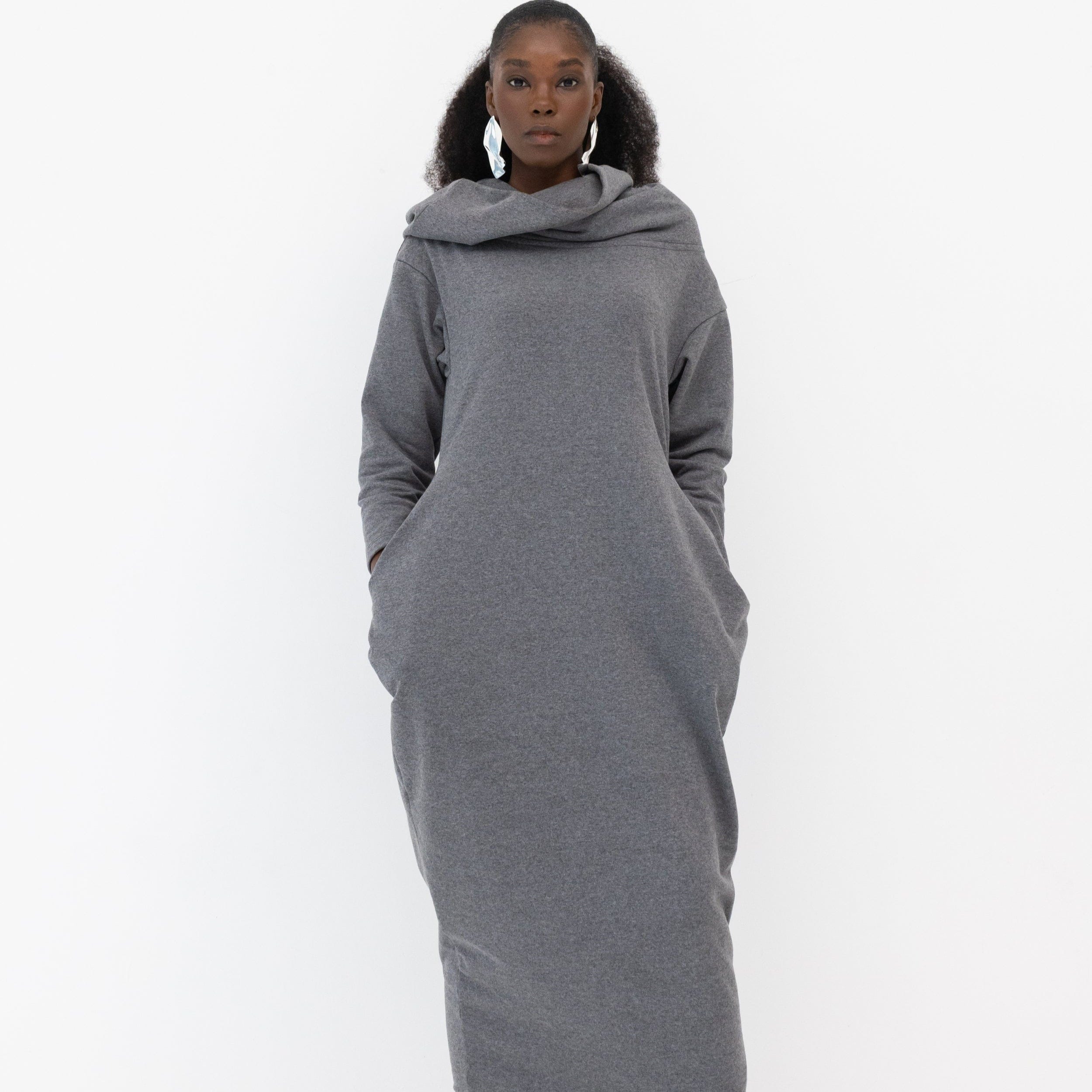 Sweatdress In Grey - Waterloo Endless Cowl Neck Maxi Sweatdress In Grey XL/XXL Sweatdress In Grey - Waterloo Endless Cowl Neck Maxi Sweatdress In Grey XL/XXL