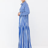 Crawford Dress Blue and White Stripes Detail