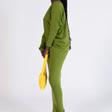 Olive Green Draped Maxi Dress Side View