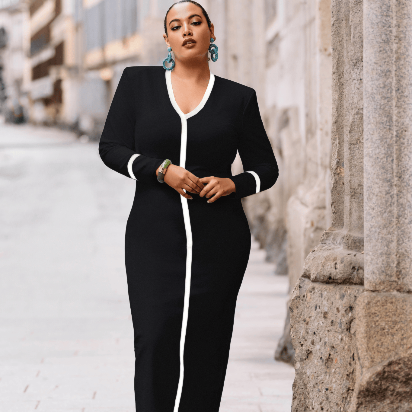 Windsor Dress | Structured V-Neck Midi with Kinetic Fabric Ada & Edith Windsor Dress | Structured V-Neck Midi with Kinetic Fabric Ada & Edith
