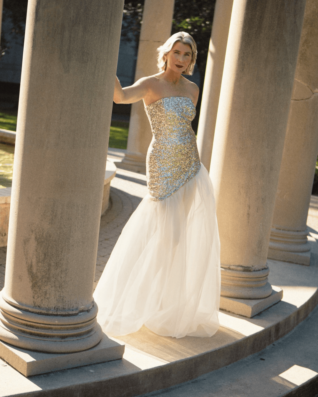 sequin and tulle dress V-neck Embroidery Sequin Floor Length Tulle Prom Dress, Pink / 2