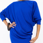 Model wearing Riviera Draped Maxi Dress - Blue