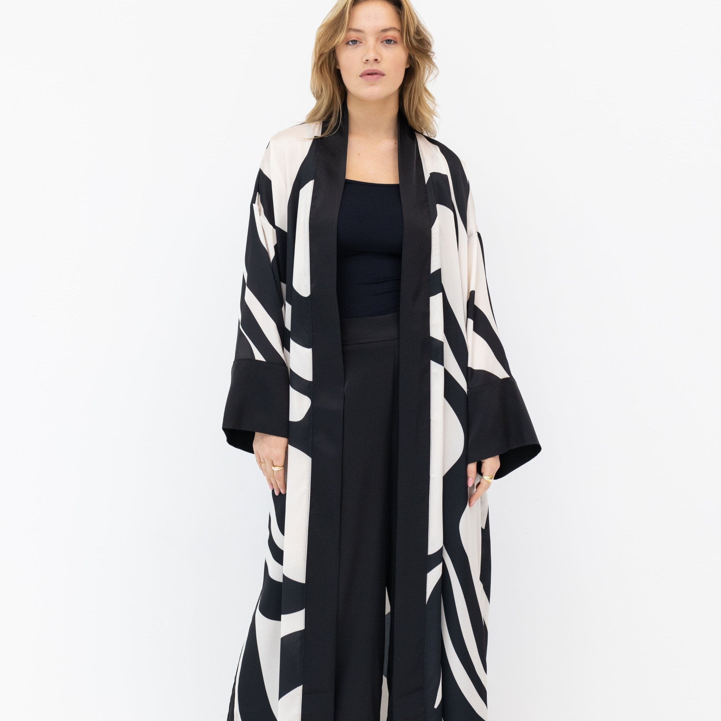 Eva Maxi Kimono Set Wide Leg Pant - Front View