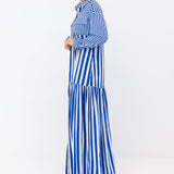 Crawford Dress Blue and White Stripes Detail